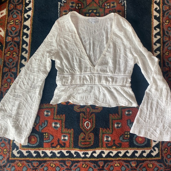 RIHOAS The Solid V Neck Textured Blouse - small - Picture 7 of 12